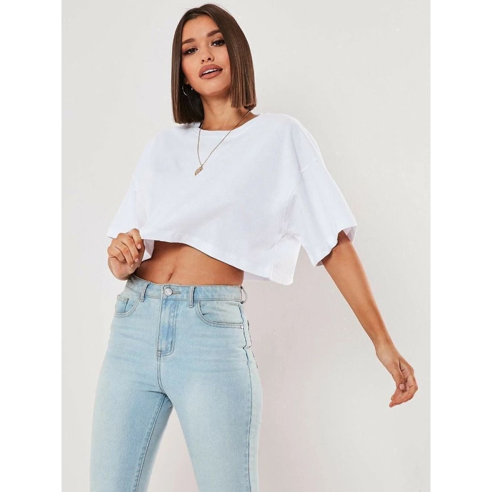 Womens Cotton Yoga Crop Top Loose Fit Workout Tee 4