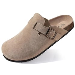 litfun womens suede clog mules with cork footbed & arch support