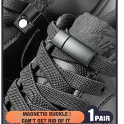 magnetic lock no-tie shoelaces, flat elastic shoelaces for sneakers & boots (1 pair)