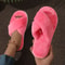 Faux Fur Slippers CrossStrap Plush Indoor Slides For Women Lightweight Warm Plus Size 12