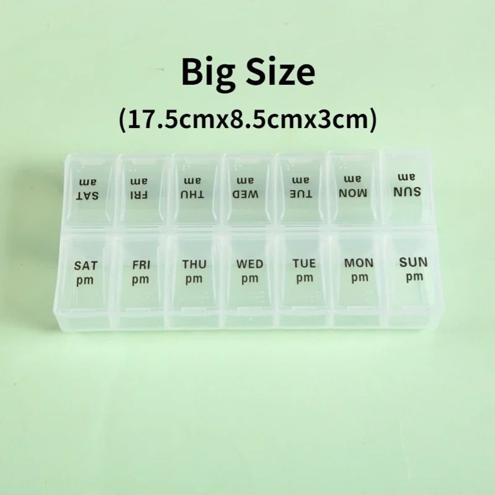Portable Weekly Pill Organizer With 14 Compartments Travel Pill Organizer For Vitamins Medicine 14
