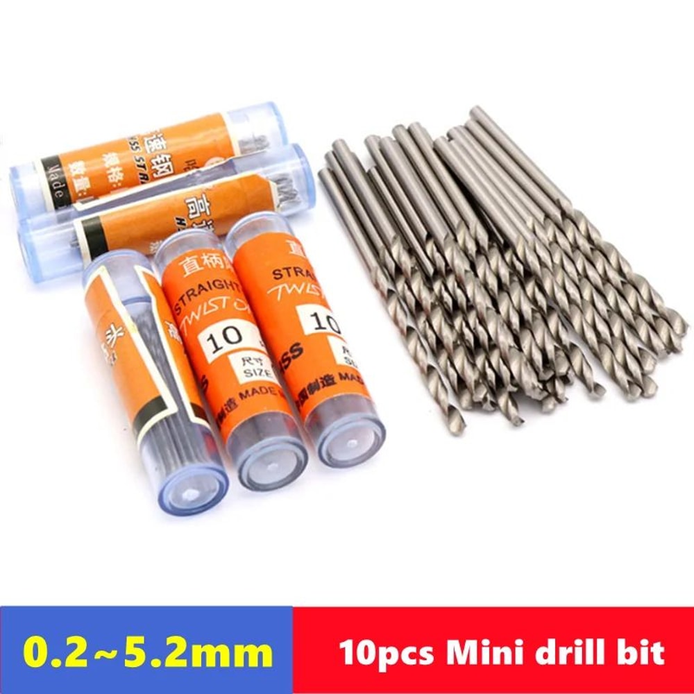 W6542 HSS Mini Drill Bit Set 10pcs 0252mm Precision Straight Shank Bits For Stainless Steel Wood 0