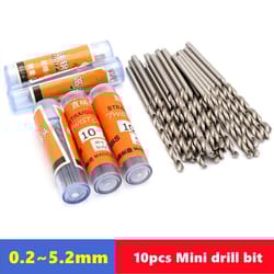 w6542 hss mini drill bit set (10pcs) 0.2–5.2mm precision straight shank bits for stainless steel & wood
