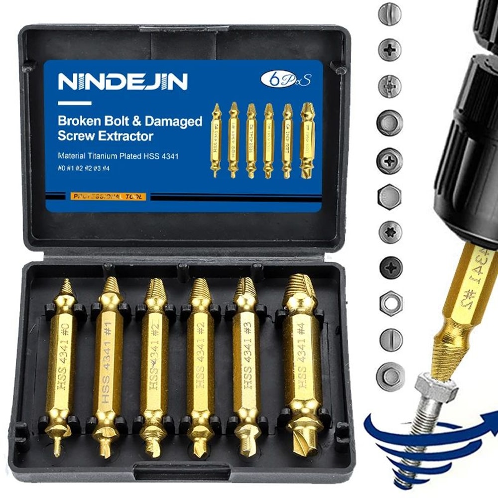 NINDEJIN Damaged Screw Extractor Drill Bit Set 46pcs For Stripped Screws Bolts 0