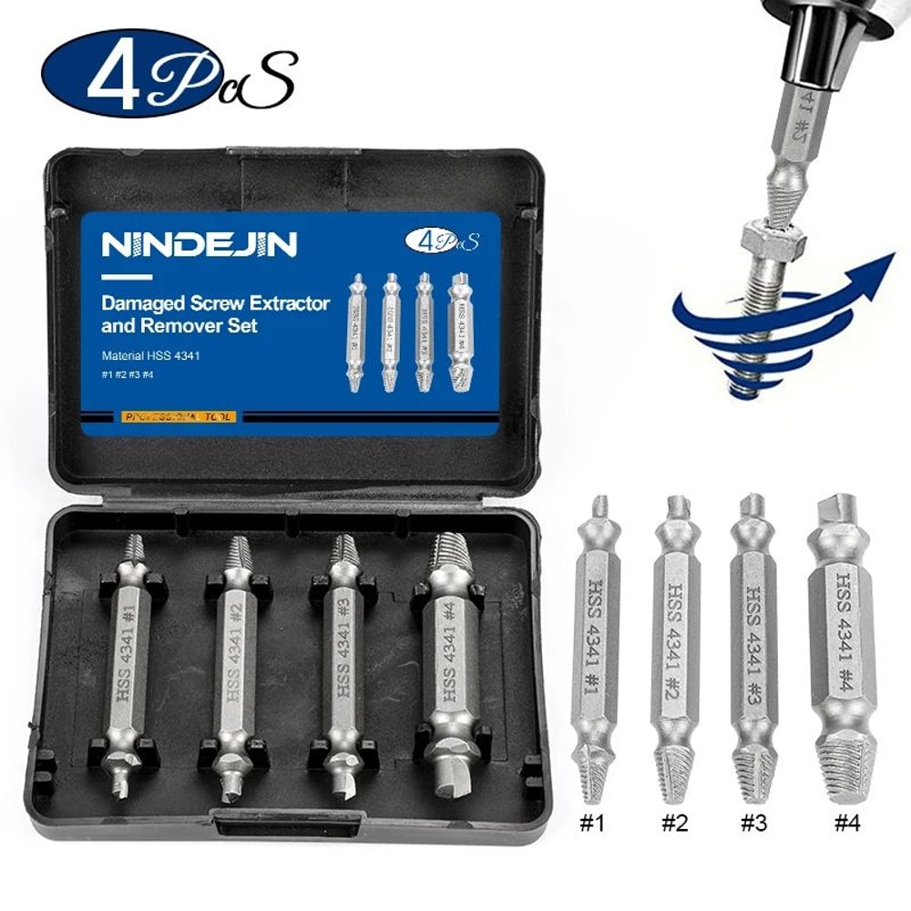 NINDEJIN Damaged Screw Extractor Drill Bit Set 46pcs For Stripped Screws Bolts 6