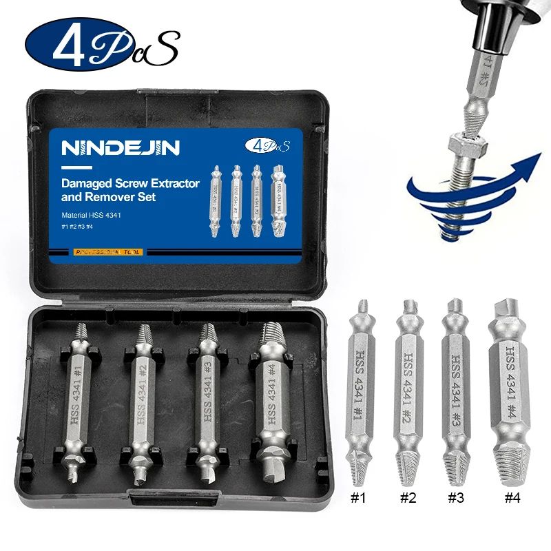 NINDEJIN Damaged Screw Extractor Drill Bit Set 46pcs For Stripped Screws Bolts 6