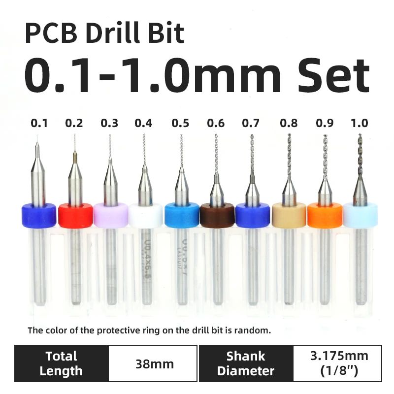 TOOLEYE Carbide PCB Drill Bit Set 10pcs 18 Shank Micro CNC Bits 013175mm 3
