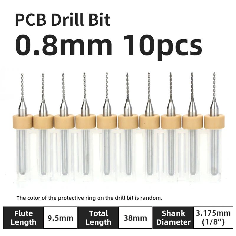 TOOLEYE Carbide PCB Drill Bit Set 10pcs 18 Shank Micro CNC Bits 013175mm 17