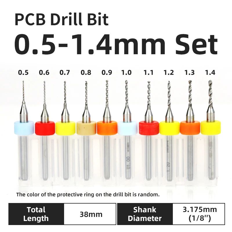 TOOLEYE Carbide PCB Drill Bit Set 10pcs 18 Shank Micro CNC Bits 013175mm 5