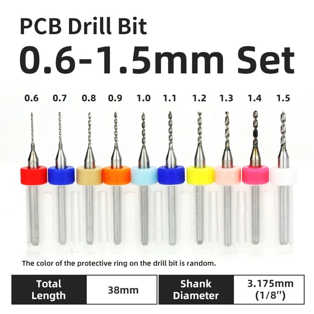 TOOLEYE Carbide PCB Drill Bit Set 10pcs 18 Shank Micro CNC Bits 013175mm 6