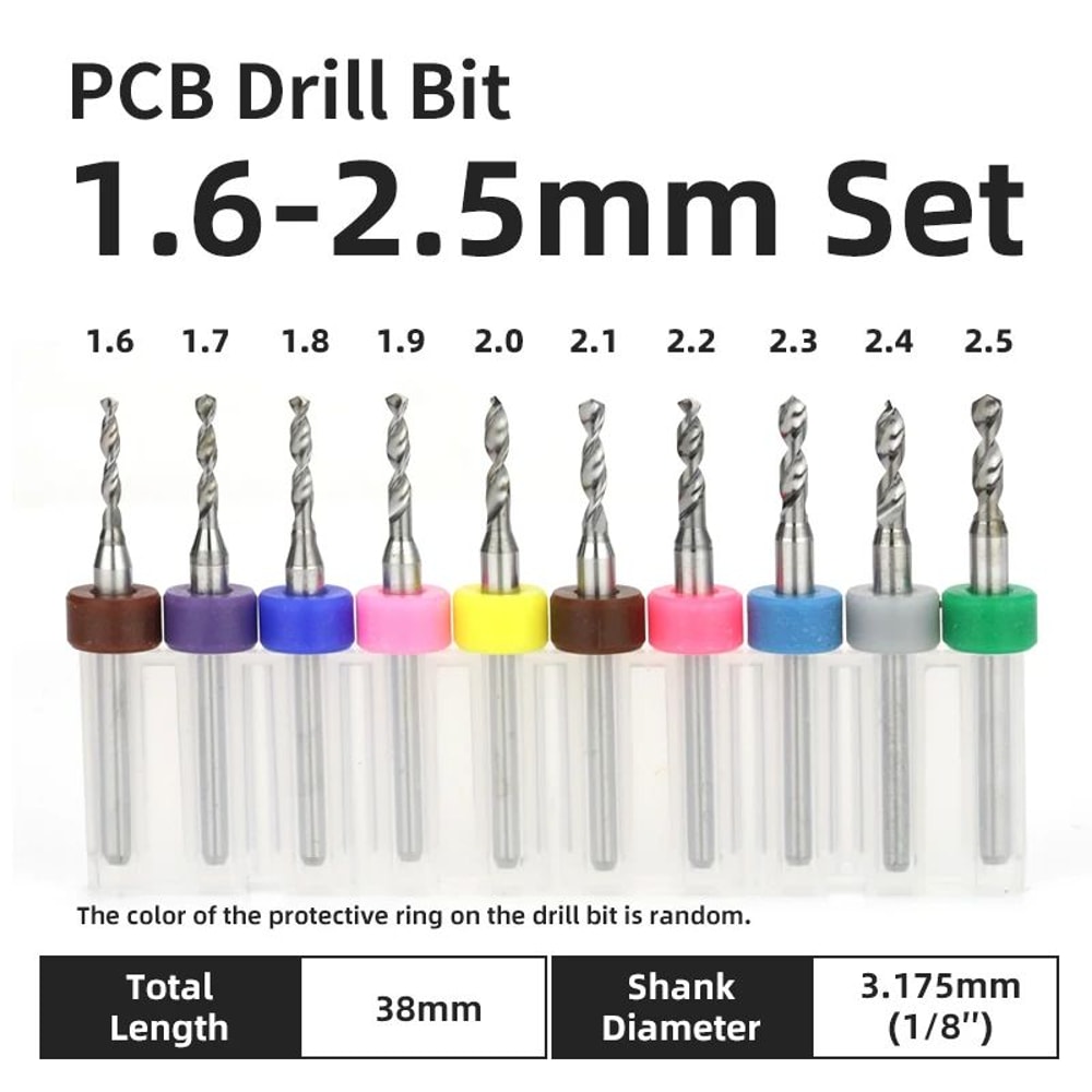 TOOLEYE Carbide PCB Drill Bit Set 10pcs 18 Shank Micro CNC Bits 013175mm 8