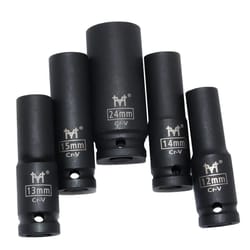 heavy-duty 1/2" drive deep impact socket set (metric 10–38mm) for air impact wrenches