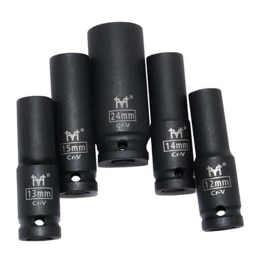 Heavy-Duty 1/2" drive deep impact socket set (Metric 10–38mm) for Air Impact Wrenches