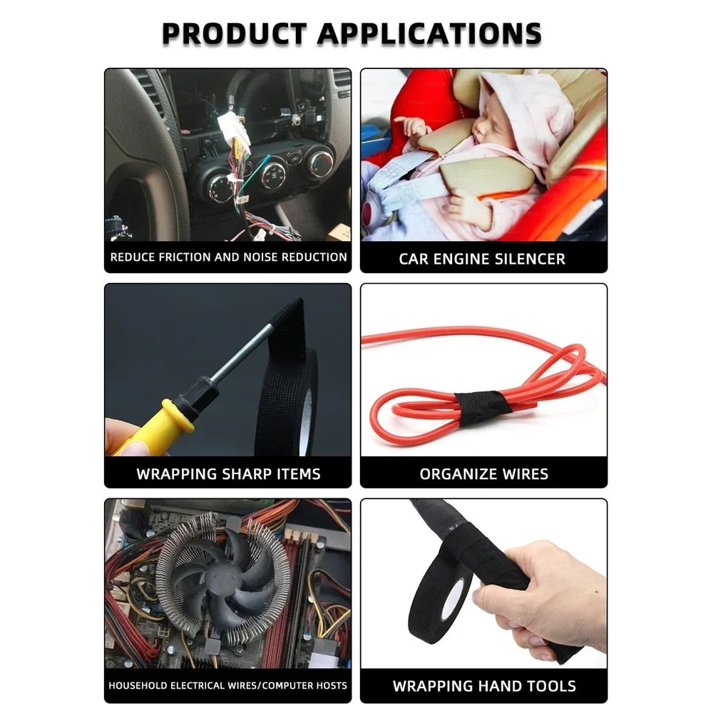 HeatResistant Cloth Harness Tape For Cars DIY Automotive Wiring Harness Tape Wire Loom Tape 950mm 2