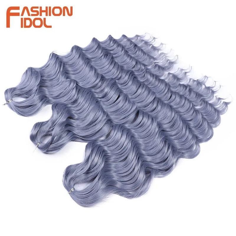 Anna 24 Inch Water Wave Braiding Hair Extensions Ombre Blonde Crochet Curly Deep Wave Synthetic Hai 9