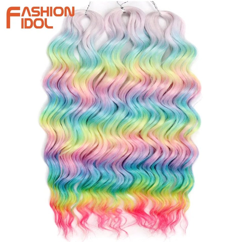 Anna 24 Inch Water Wave Braiding Hair Extensions Ombre Blonde Crochet Curly Deep Wave Synthetic Hai 1