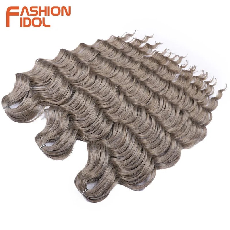 Anna 24 Inch Water Wave Braiding Hair Extensions Ombre Blonde Crochet Curly Deep Wave Synthetic Hai 2