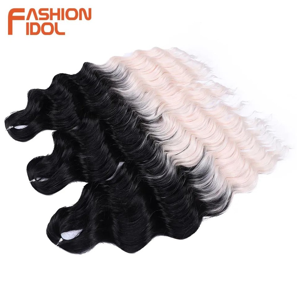 Anna 24 Inch Water Wave Braiding Hair Extensions Ombre Blonde Crochet Curly Deep Wave Synthetic Hai 6