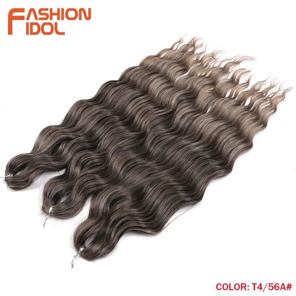Anna 24 Inch Water Wave Braiding Hair Extensions Ombre Blonde Crochet Curly Deep Wave Synthetic Hai 7