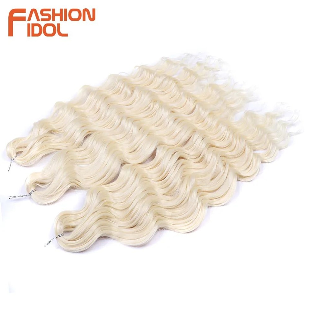 Anna 24 Inch Water Wave Braiding Hair Extensions Ombre Blonde Crochet Curly Deep Wave Synthetic Hai 8