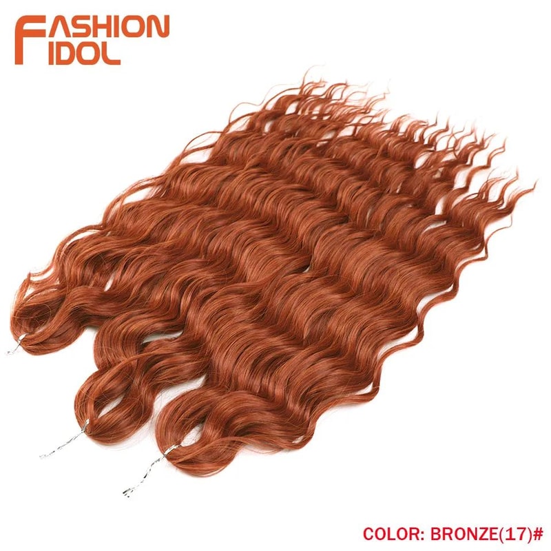 FASHION IDOL 24Inch Water Wave Crochet Hair Extensions Ombre Rainbow DeepWave Braiding Hair 0