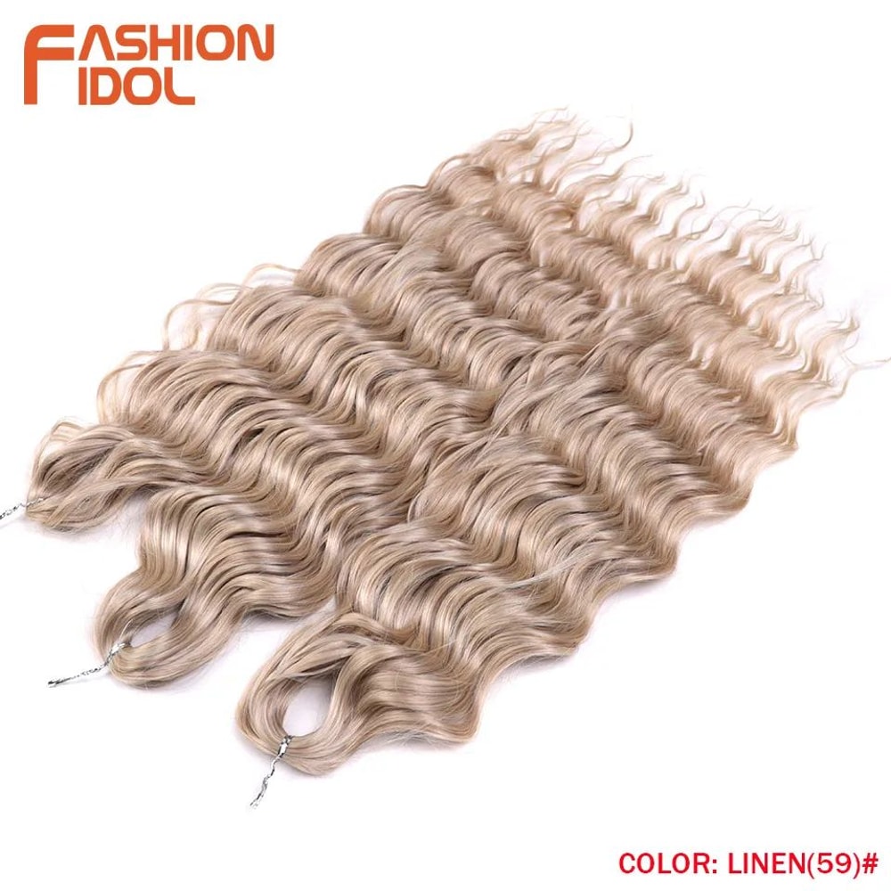 FASHION IDOL 24Inch Water Wave Crochet Hair Extensions Ombre Rainbow DeepWave Braiding Hair 2