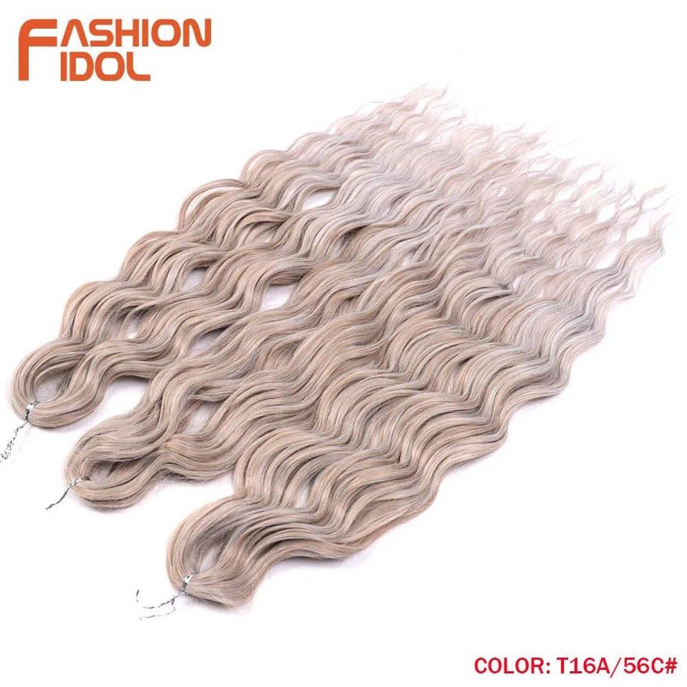FASHION IDOL 24Inch Water Wave Crochet Hair Extensions Ombre Rainbow DeepWave Braiding Hair 9
