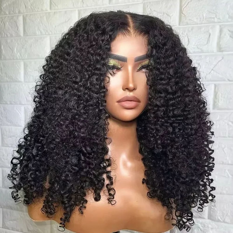 Kinky Curly 13x6 HD Lace Frontal Glueless Human Hair Wig 4C Afro Curly Volume 0