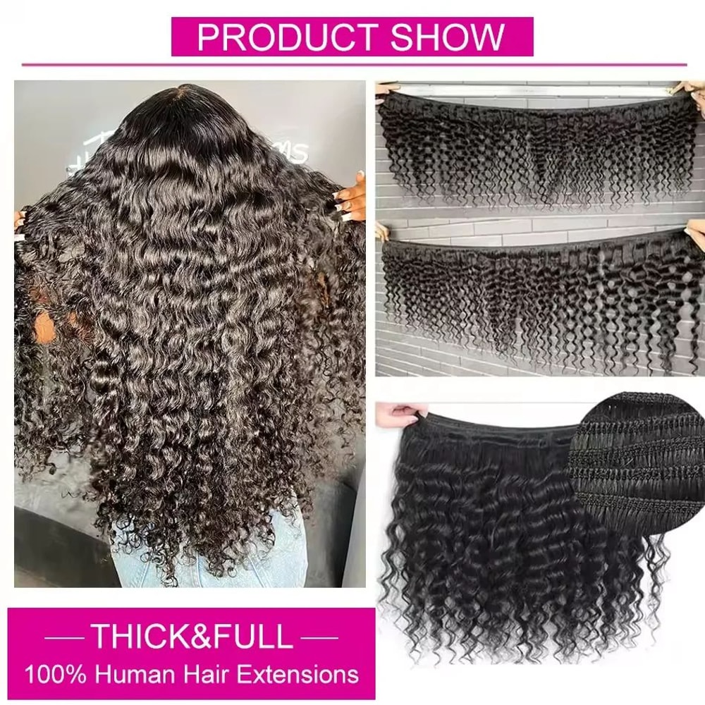 Luvin Deep Wave Raw Virgin Human Hair Bundles 3034 Inch Double Weft Weave 3