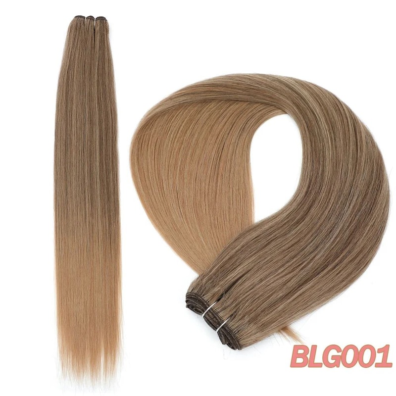32Inch Ombre Straight Synthetic Hair Bundles 200g HeatStyle Weft Extensions Highlights Grey Option 1