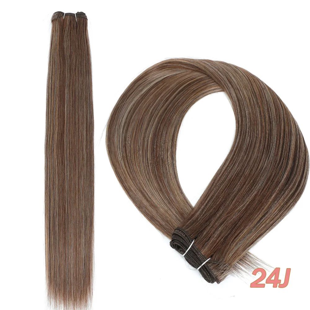 32Inch Ombre Straight Synthetic Hair Bundles 200g HeatStyle Weft Extensions Highlights Grey Option 2