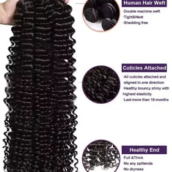 30–34 inch deep wave human hair bundles, raw unprocessed double weft virgin weave extensions