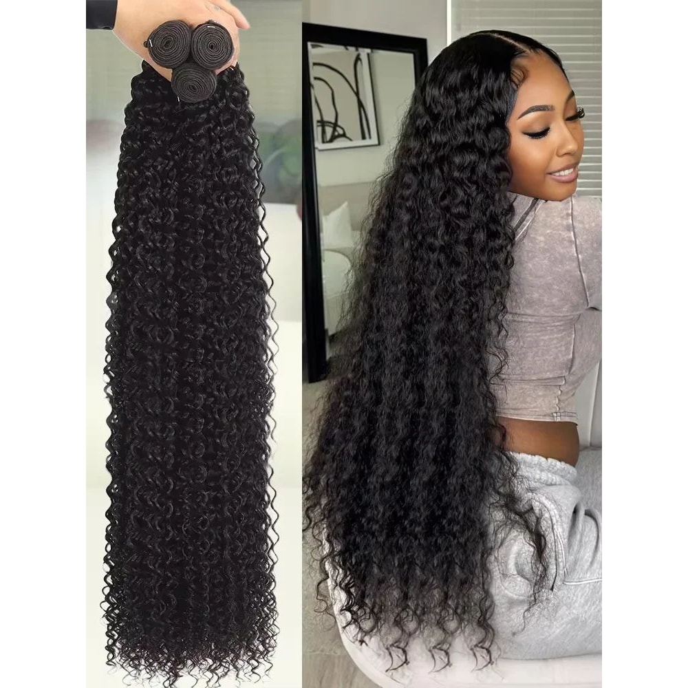 3034 Inch Deep Wave Human Hair Bundles Raw Unprocessed Double Weft Virgin Weave Extensions 4