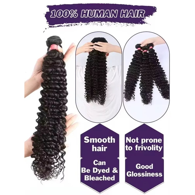 3034 Inch Deep Wave Human Hair Bundles Raw Unprocessed Double Weft Virgin Weave Extensions 5