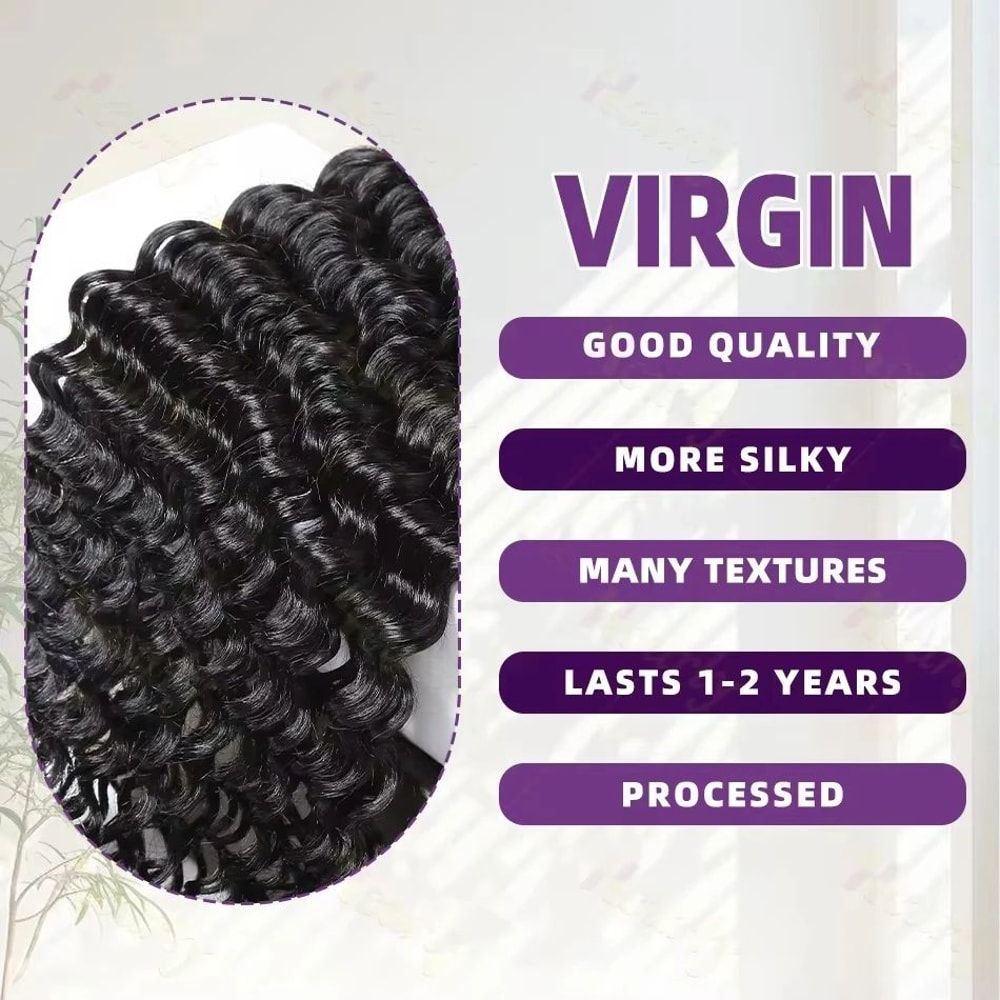 3034 Inch Deep Wave Human Hair Bundles Raw Unprocessed Double Weft Virgin Weave Extensions 6