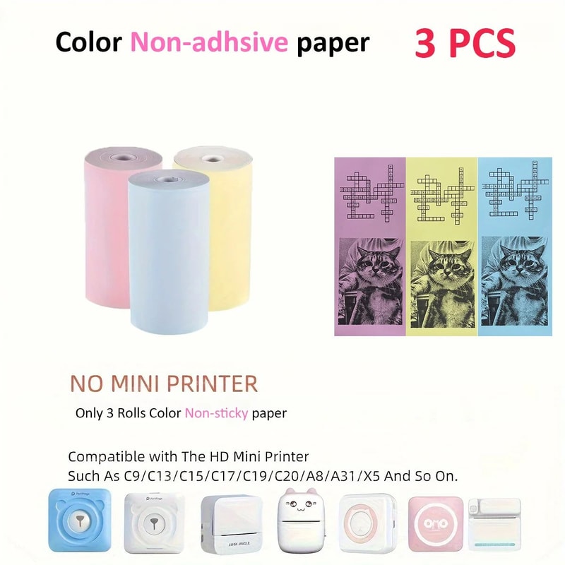 Kids Instant Camera Paper Refill Rolls 57x25mm BPA Free Thermal Printer Paper White NonAdhesive 6