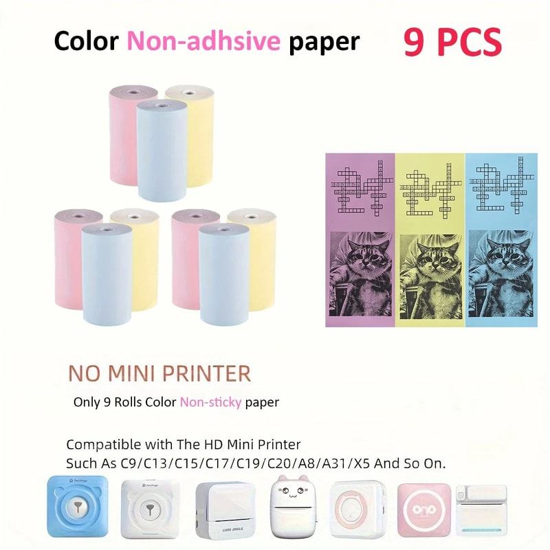 Kids Instant Camera Paper Refill Rolls 57x25mm BPA Free Thermal Printer Paper White NonAdhesive 7