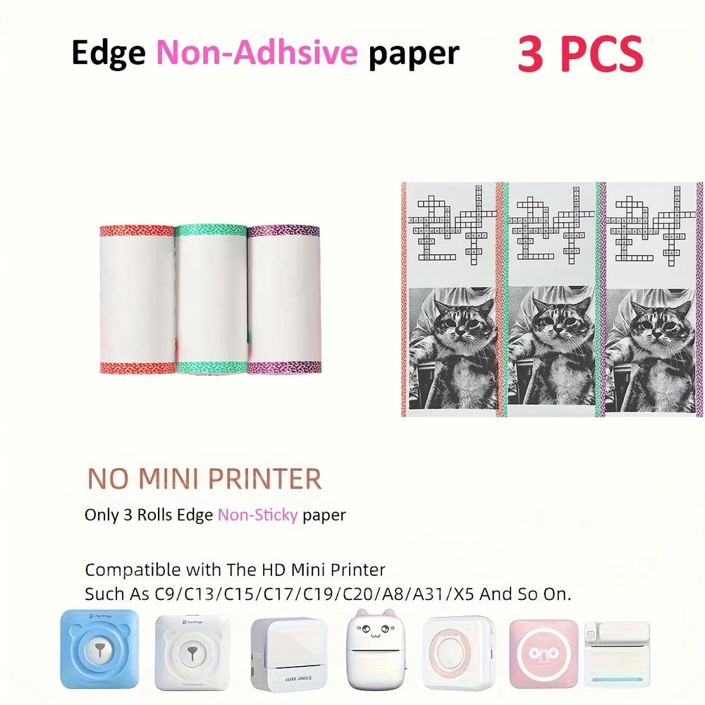 Kids Instant Camera Paper Refill Rolls 57x25mm BPA Free Thermal Printer Paper White NonAdhesive 8