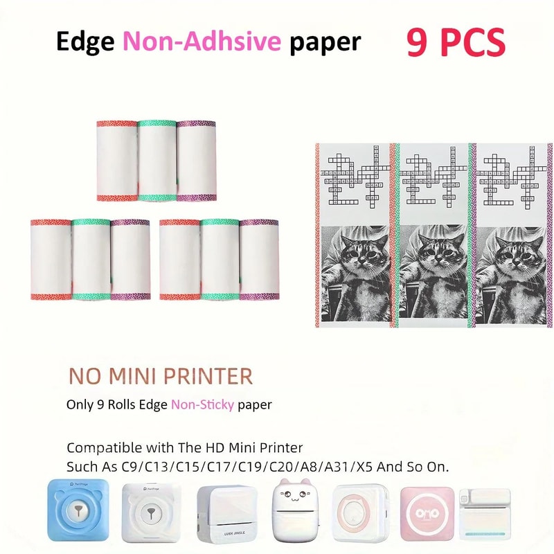 Kids Instant Camera Paper Refill Rolls 57x25mm BPA Free Thermal Printer Paper White NonAdhesive 9