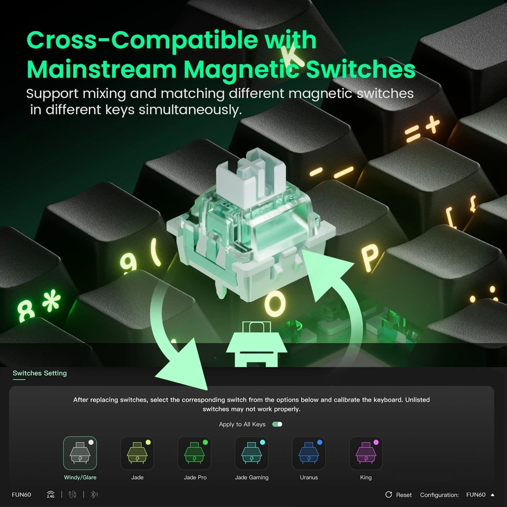 MonsGeek FUN60 ProMax Hall Effect Rapid Trigger 60 Wireless Gaming Keyboard 8K ARGB 5