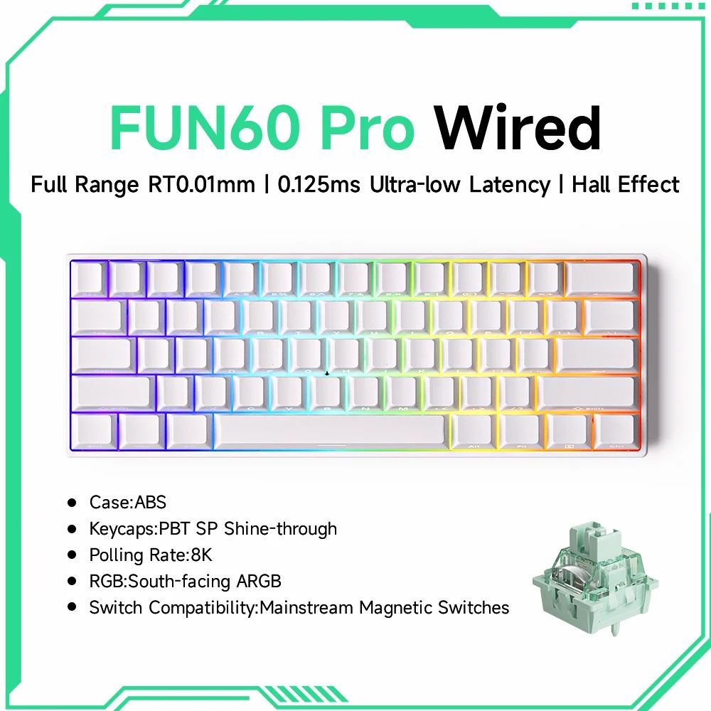 MonsGeek FUN60 ProMax Hall Effect Rapid Trigger 60 Wireless Gaming Keyboard 8K ARGB 19