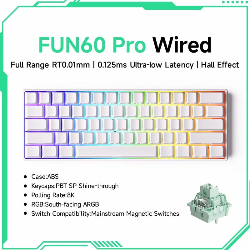 MonsGeek FUN60 ProMax Hall Effect Rapid Trigger 60 Wireless Gaming Keyboard 8K ARGB 19