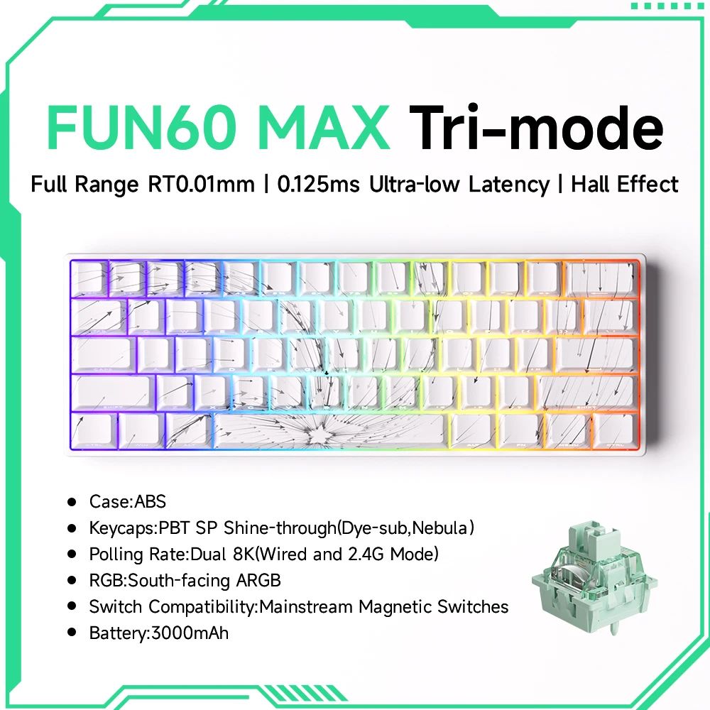 MonsGeek FUN60 ProMax Hall Effect Rapid Trigger 60 Wireless Gaming Keyboard 8K ARGB 14