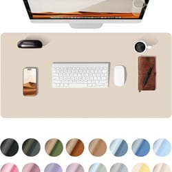 pu leather desk pad protector - non-slip desk mat protector & large mouse pad for office desks