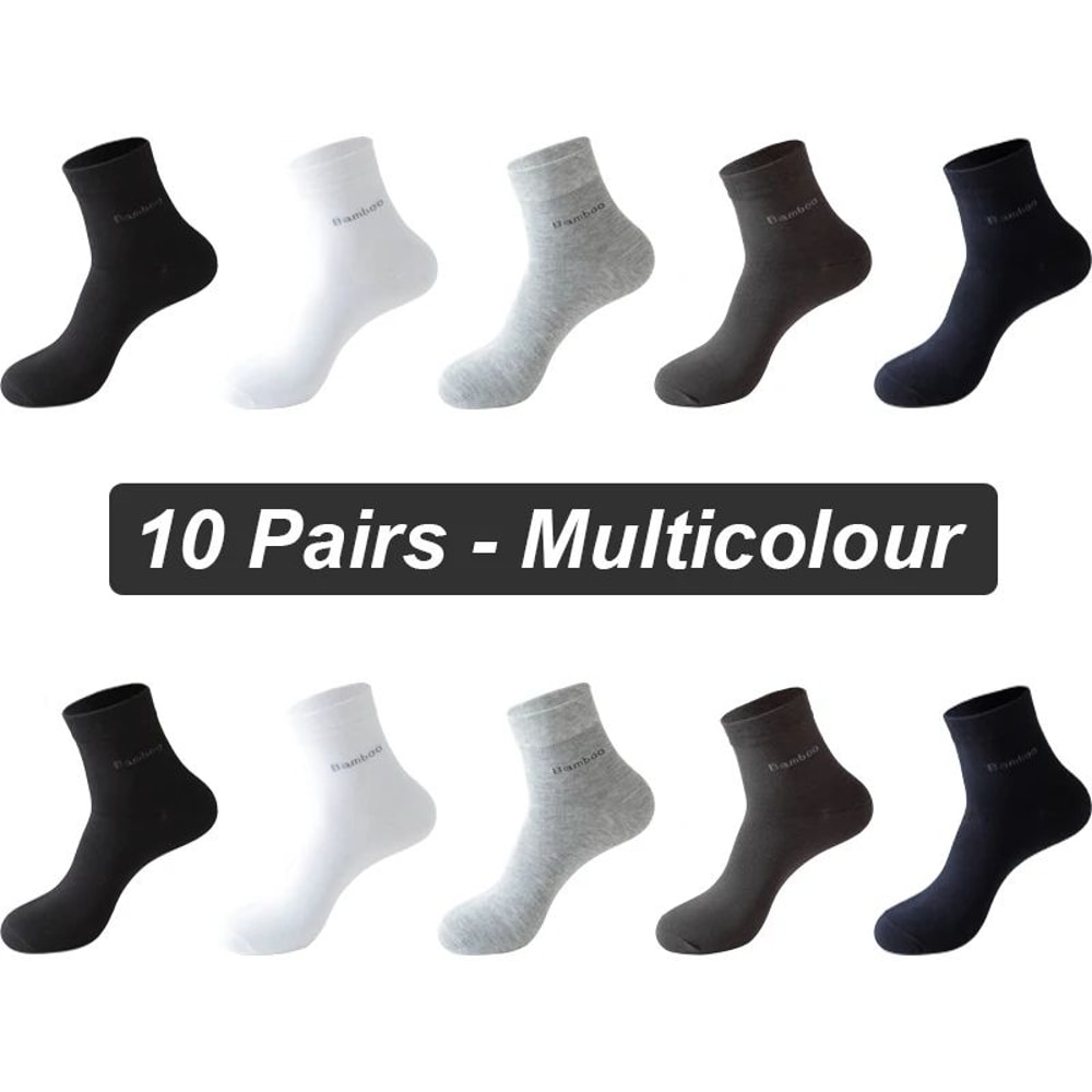 Mens Bamboo Fiber Socks 10 Pairs Breathable Antibacterial Comfort EU 3846 4