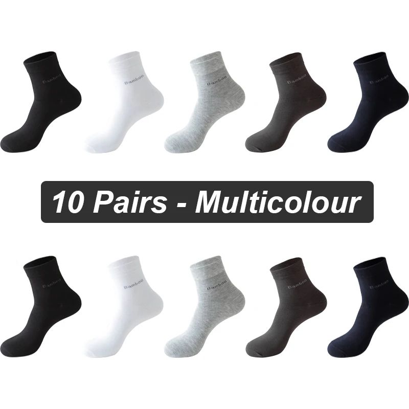Mens Bamboo Fiber Socks 10 Pairs Breathable Antibacterial Comfort EU 3846 4