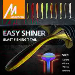 meredith easy shiner soft plastic fishing lures (10-pack) paddle tail swimbaits for carp & bass