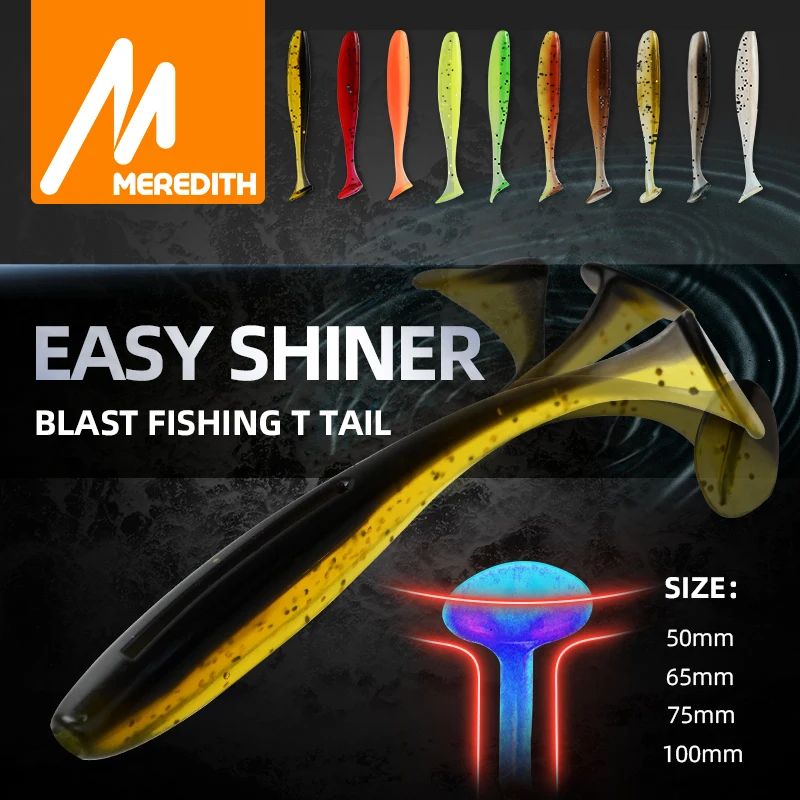 MEREDITH Easy Shiner Soft Plastic Fishing Lures 10Pack Paddle Tail Swimbaits For Carp Bass 0