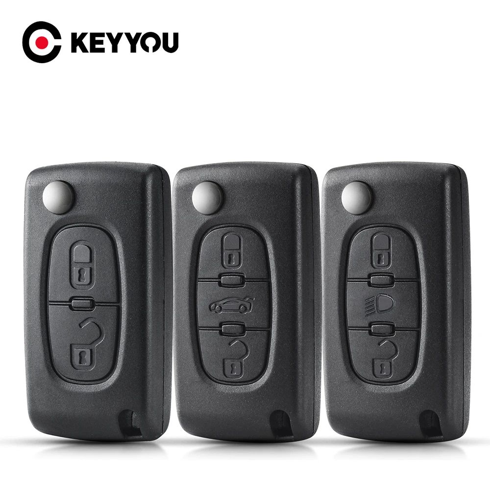 KEYYOU Peugeot Key Shell FlipFolding Replacement Remote Key Case 0