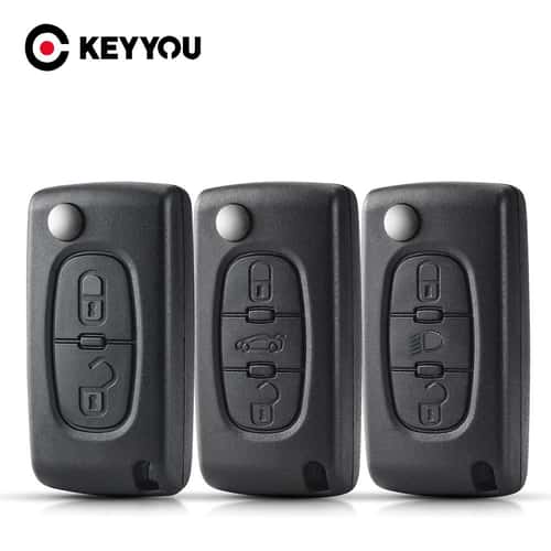 KEYYOU Peugeot key shell Flip-Folding Replacement Remote Key Case